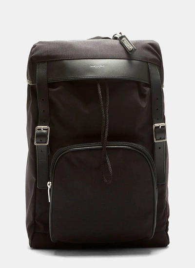 Saint Laurent Moon Canvas Hunting Backpack In Black