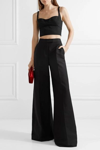 Shop Narciso Rodriguez Cropped Wool-gabardine Top