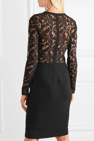 Shop Stella Mccartney Sally Lace-paneled Stretch-crepe Mini Dress