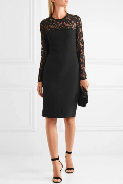 Shop Stella Mccartney Sally Lace-paneled Stretch-crepe Mini Dress