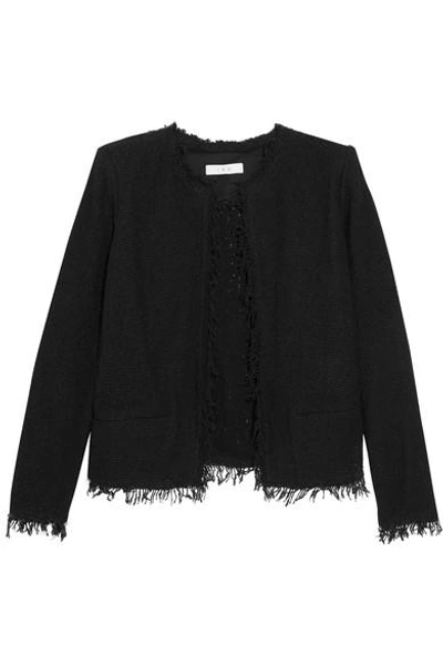 Shop Iro Shavani Frayed Cotton-blend Bouclé Jacket