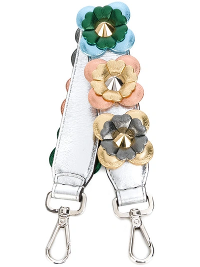 Fendi Strap You Mini Floral-appliqué Leather Bag Strap In Multicolour