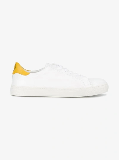 Shop Anya Hindmarch White Leather Wink Sneakers