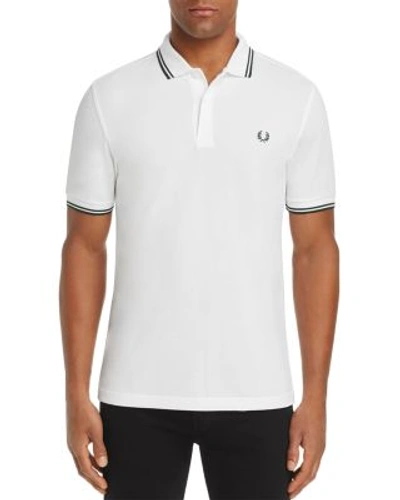 Shop Fred Perry Tipped Pique Slim Fit Polo Shirt In White/ivy