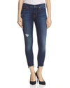 7 For All Mankind Skinny Ankle Jeans With Step Hem In Dark Riverside In Dark Riverside Drive