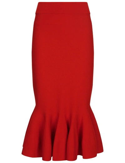 Jonathan Simkhai Red Knit Signature Trumpet Skirt