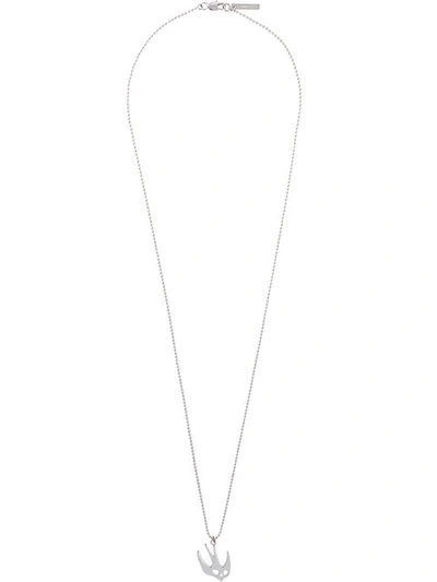 Mcq By Alexander Mcqueen Swallow Charm Necklace In Metallic