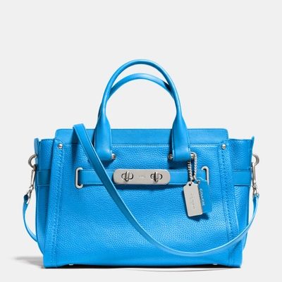 Coach Swagger Carryall In Pebble Leather In Silver/azure