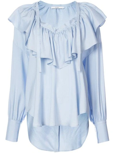 Shop Tome Ruffled V-neck Blouse - Blue