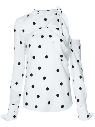 Monse Off-the-shoulder Polka-dot Silk-blend Top In Black/white | ModeSens