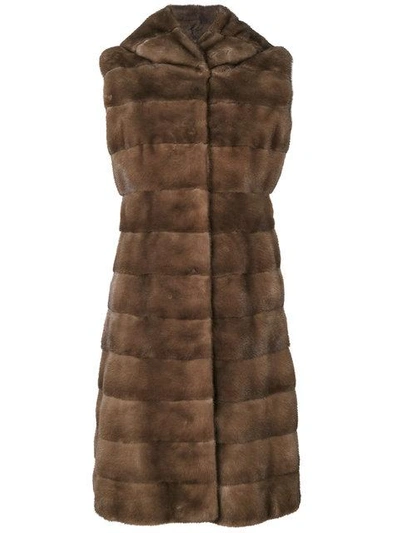 Shop Liska Fur Detail Coat In Brown