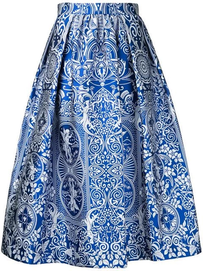 Mary Katrantzou Boeles Card Print Jacquard Skirt In Blue
