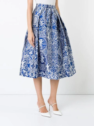 Shop Mary Katrantzou Bowles Jacquard Midi Skirt - Blue