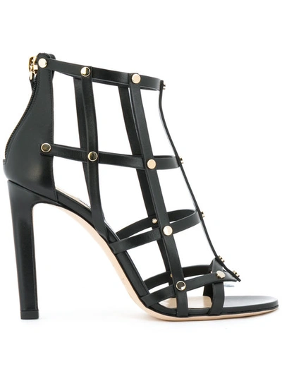 Jimmy Choo Tina Studded Cage Sandals In Metallic