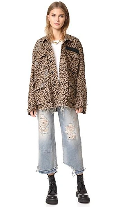 Shop R13 Shredded Leopard Abu Jacket