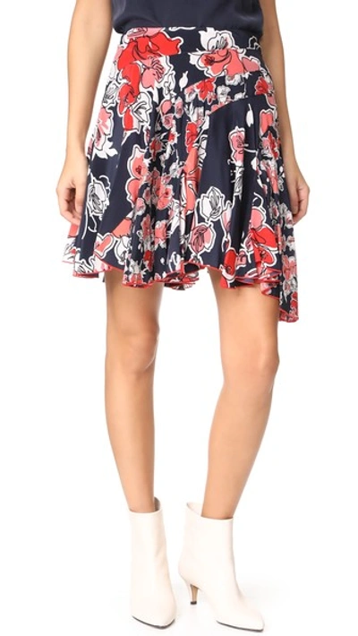 Grey Jason Wu Asymmetrical Tropical Print Skirt In Midnight Multi