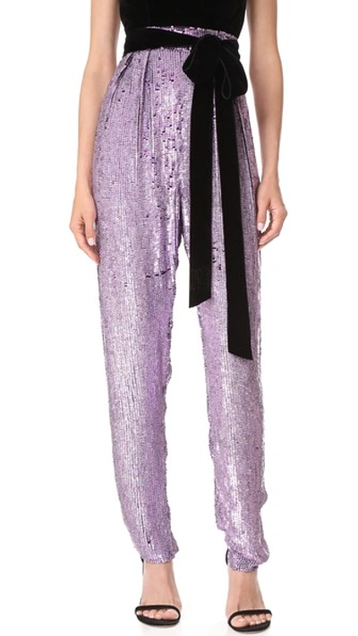 Monique Lhuillier High Waisted Cropped Pants In Lilac