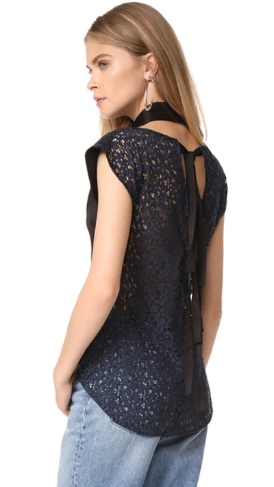 Marissa Webb Coralie Crepe & Lace Blouse In Black Combo