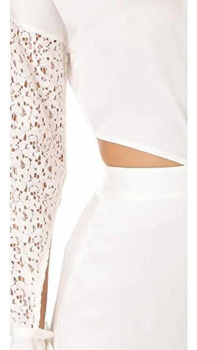 Shop Marissa Webb Benson Crepe & Lace Dress In Lace White Combo