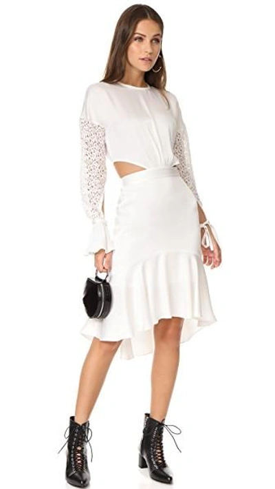Shop Marissa Webb Benson Crepe & Lace Dress In Lace White Combo