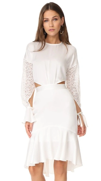 Marissa Webb Benson Crepe & Lace Dress In Lace White Combo