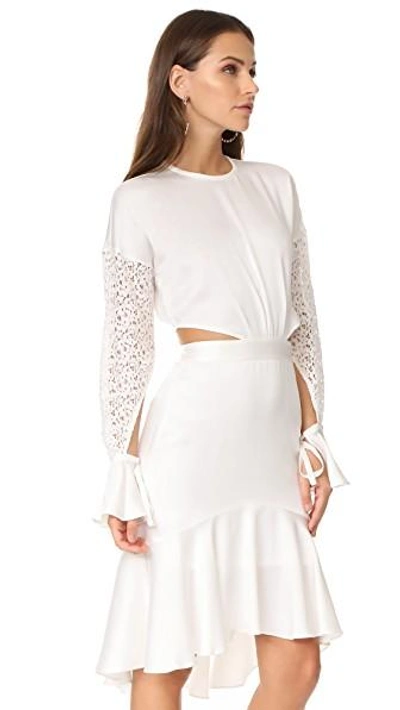 Shop Marissa Webb Benson Crepe & Lace Dress In Lace White Combo