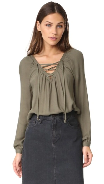 Bb Dakota Boothe Lace Up Top In Light Olive