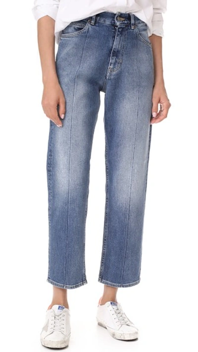 Golden Goose Stonewashed Cropped Jeans In Baby Blue Wash