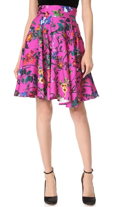 Monique Lhuillier Flared Skirt In Orchid Multi