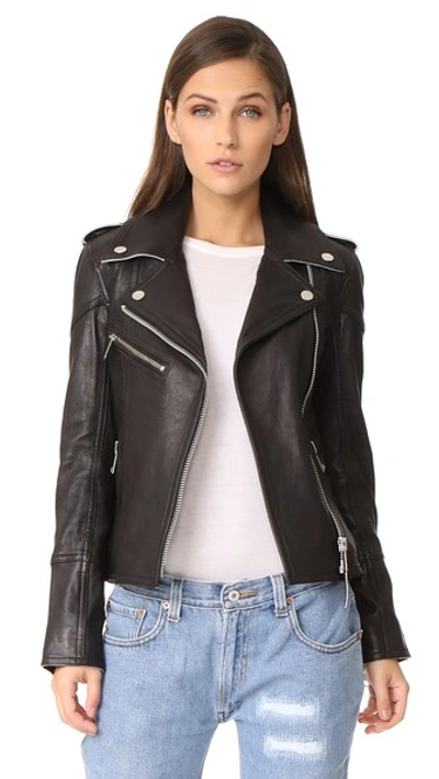 Shop Victoria Victoria Beckham Contrast Biker Jacket In Black