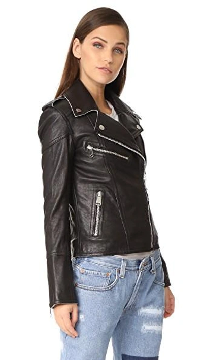 Shop Victoria Victoria Beckham Contrast Biker Jacket In Black