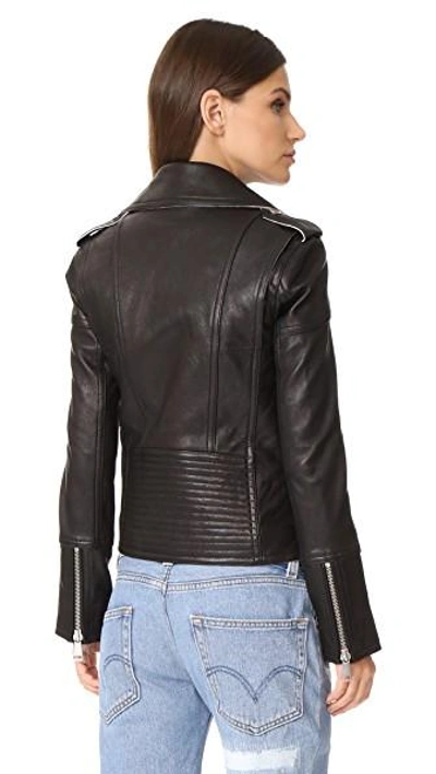 Shop Victoria Victoria Beckham Contrast Biker Jacket In Black