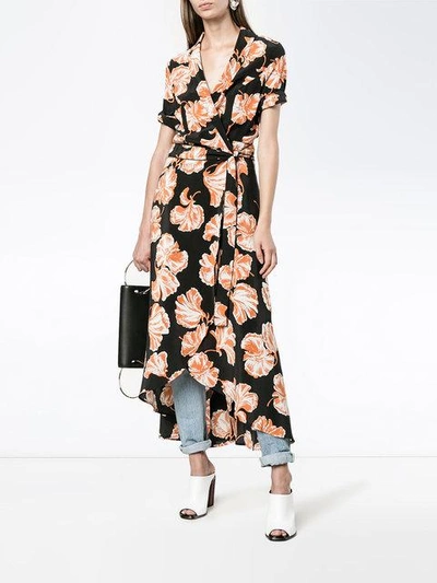 Shop Ganni Geroux Floral Print Wrap Dress