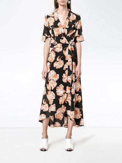 Shop Ganni Geroux Floral Print Wrap Dress