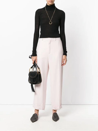 Shop Chloé Cropped Tailored Trousers In Pink