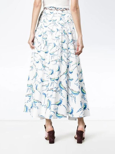 Shop Peter Pilotto Bird Print Asymmetric Skirt