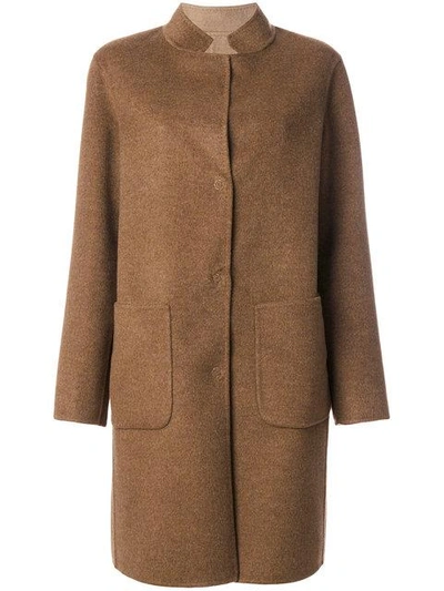Shop Manzoni 24 Single Breasted Coat In Brown