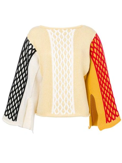 Shop Jw Anderson Colour Block Cable Knitted Top - Nude & Neutrals