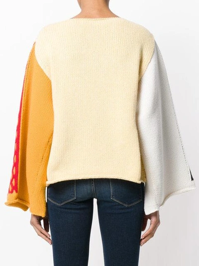 Shop Jw Anderson Colour Block Cable Knitted Top - Nude & Neutrals