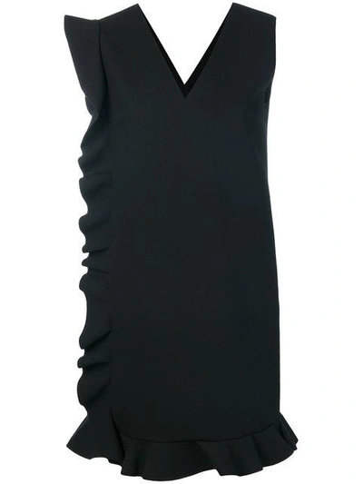 Shop Msgm Ruffled Side Trim Dress - Black