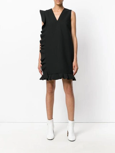 Shop Msgm Ruffled Side Trim Dress - Black