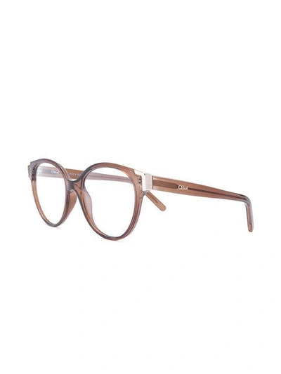 Shop Chloé Cat-eye Frame Glasses In Brown