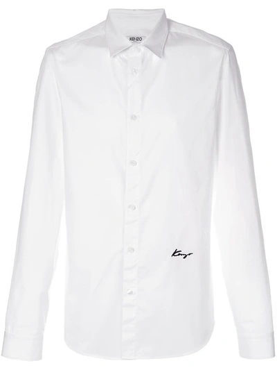 Shop Kenzo Hemd Mit Logo-stickerei - Weiss In White