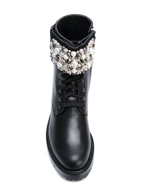 rene caovilla embellished biker leather boots