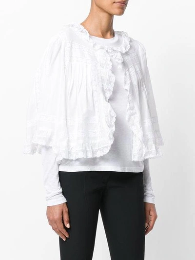 Shop Burberry Lace Detail Ruffle Cape Overlay Top