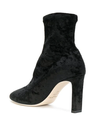 Shop Jimmy Choo Pointed Velvet Ankle Boots In Black