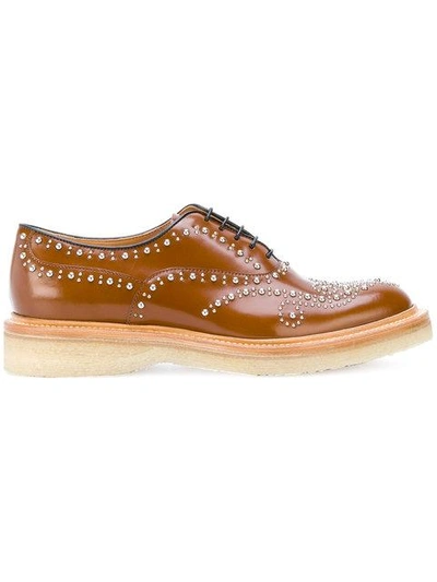 Shop Church's Chunky Sole Studded Oxfords In Brown