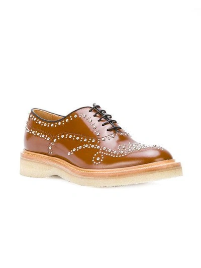 Shop Church's Chunky Sole Studded Oxfords In Brown