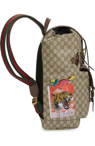 Shop Gucci Courier Flap Closure Supreme Canvas Backpack In Beige