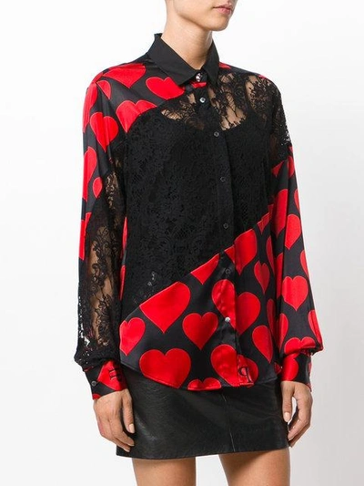 Shop Philipp Plein Heart Lace Panel Shirt - Black